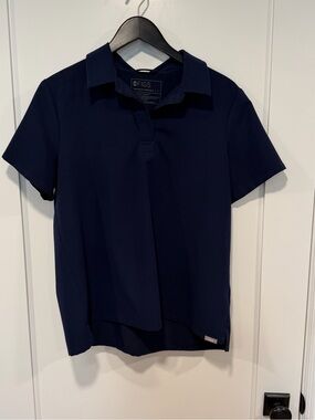 Figs Women’s Polo Scrub Top - Navy Large
